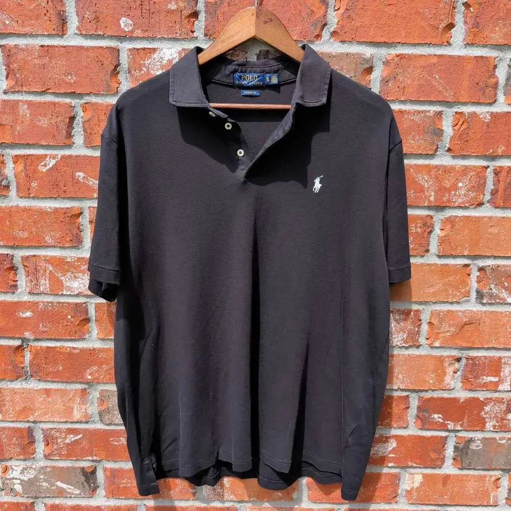 Polo Ralph Lauren Polo Shirt Mens XL Black Classic Fit Pique Cotton
